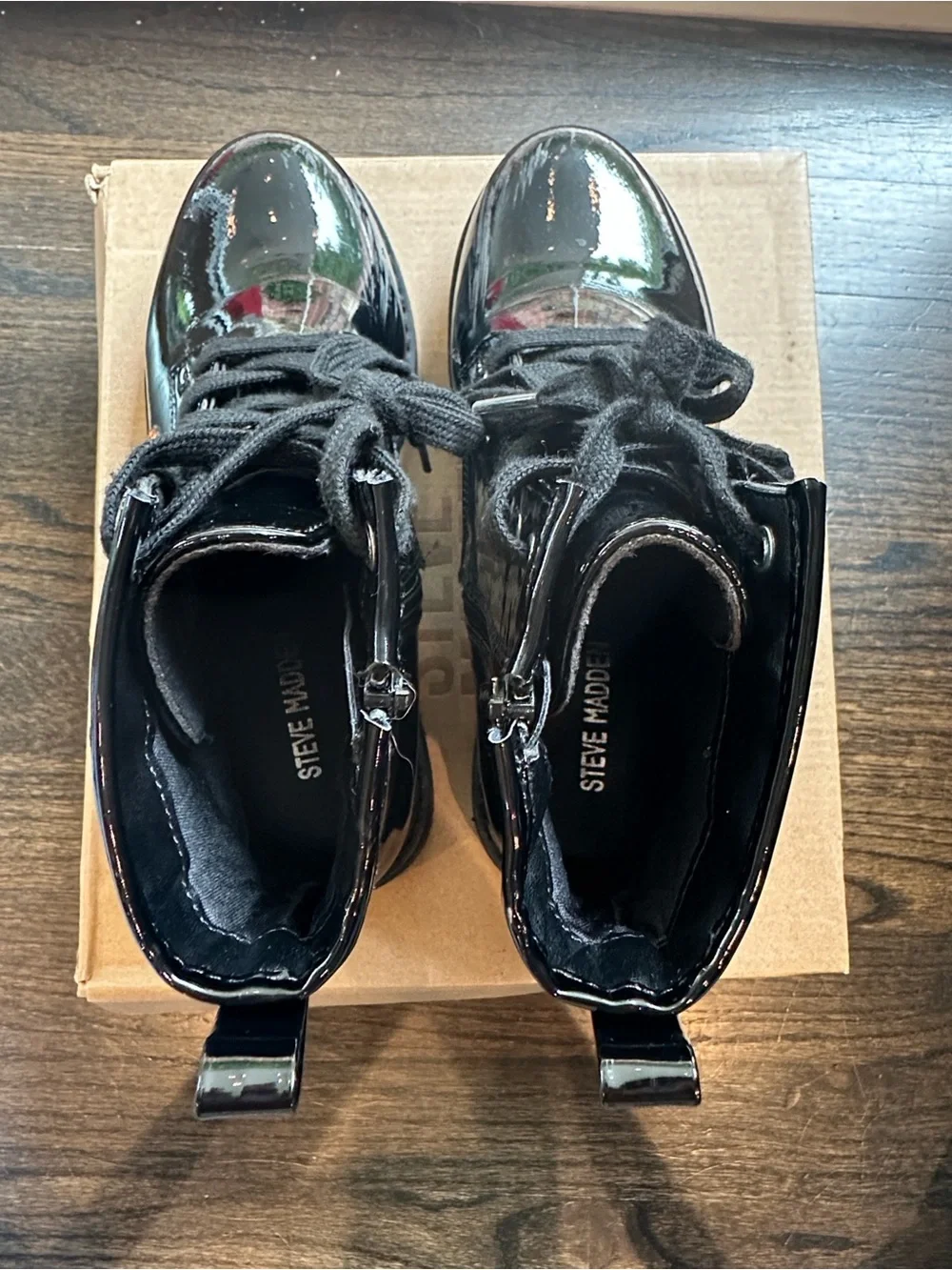 Limited Edition Steve Madden Kids Black Patent rainbow Embellished add-ons Boots